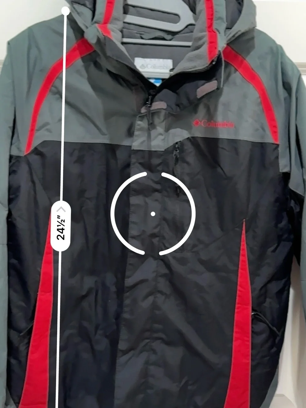 Columbia Boys' Black & Gray Insulated Jacket Red Accents Size 14/16 Omni-Tech